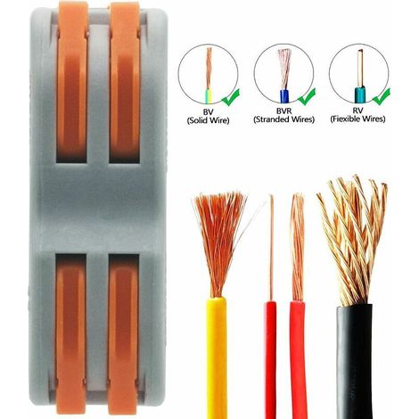 royaluxe -Bornes de Connexion Automatique, Rapide Connect de fil de Câble, Connect à Ecrou à levier, Assortiment de Conducts Connects de fils Compacts SPL-2 (15 Pièces)boîte de dérivation (1/4)