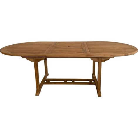 Axi Marzi Table De Jardin Extensible En Bois De Teck, Ovale  Résistante Aux Intempéries Pour Terrasse / Extérieur  Pour 8 Personnes  180-240 X 120 X 75 Cm