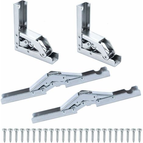 royaluxe- 4pcs Charnières Pliant 90 Degrés Étagère de Charnière à Visser avec Ressort 180 Degrés Plein ou Demi Recouvrante Charnière en Acier Inoxydable Charniere Meuble Cuisine Invisible avec Vis——, (1/5)