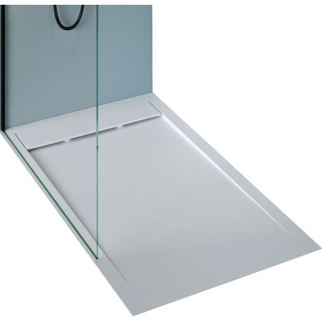Bernstein – Receveur de douche à poser 160x80cm – Fonte minérale antidérapante – Pente d'écoulement – Bords surélevés – Surface mate blanche