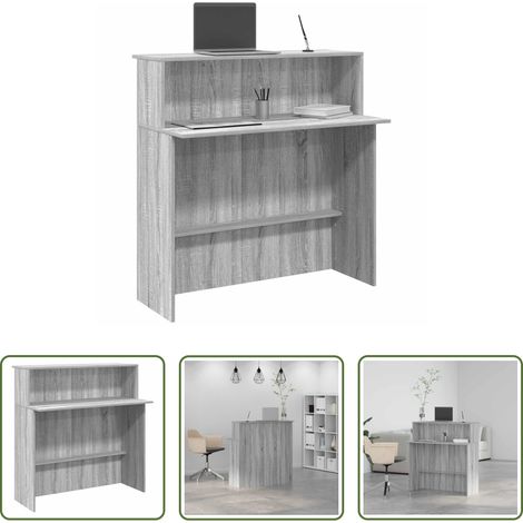 Holzwerkstoff - Empfangstheke Grau Sonoma 100x50x103,5 cm Holzwerkstoff (1/5)
