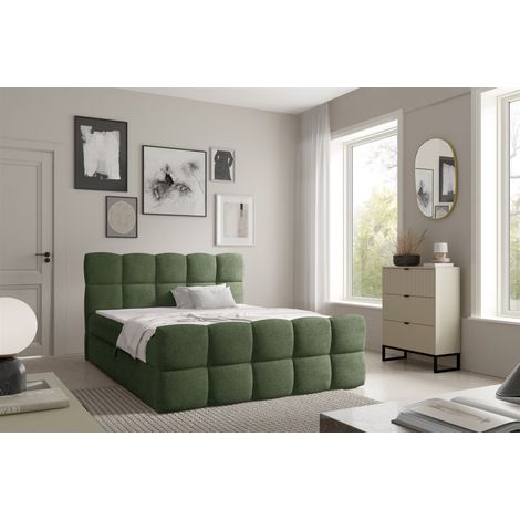 Boxspringbett Schlafzimmerbett SATINE 120x220cm Stoff Coral Meeresgrün (1/5)