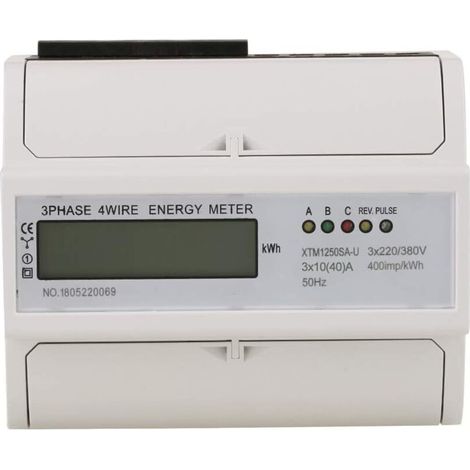 3 x 220V / 380V KWh Electric Meter Rail Energy Meter Digital LCD Three Phase 4 Wire 7P Electronic (30(100) A)，1pcs