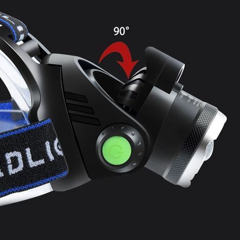 Wiederaufladbare LED-Stirnlampe, IP64 wasserdichte Zoom-Taschenlampe mit 3 Modi, USB-Kabel und Kontrollleuchte für Camping/Angeln/Klettern (1/4)