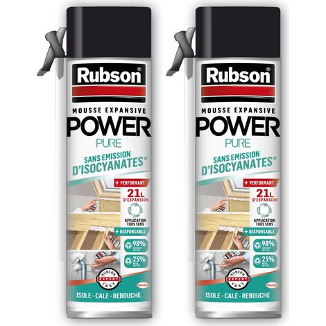 Mousse Expansive Power Pure (aérosol de 500 ml) – Mousse pour isolation acoustique et thermique – Application tous sens et 21 litres d'expansion (Lot de 2) (1/3)