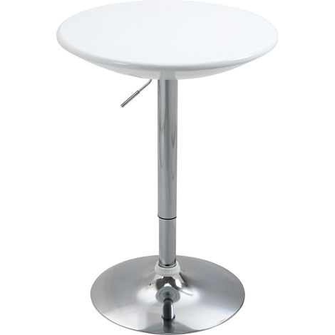 Tavolo alto rotondo regolabile Ø61 cm bianco in metallo 76-97 cm (1/5)