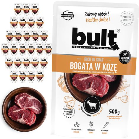 Cibo umido per cani BULT, gusto capra, in bustina da 30x500g, completo. (1/2)