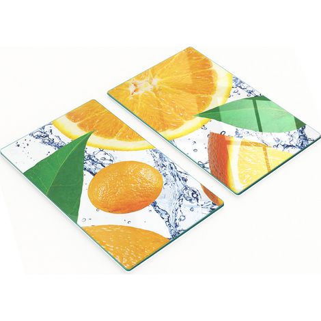 Tablas de vidrio decorativas multifuncionales para cocina, color naranja, 2x30x52 cm.