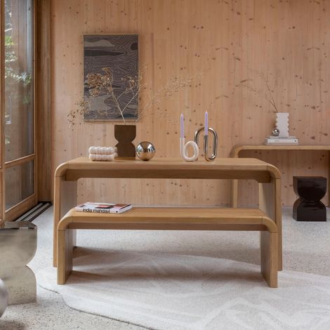 Table à manger 6 personnes 160x80x75 cm en décor naturel et bois (1/5)