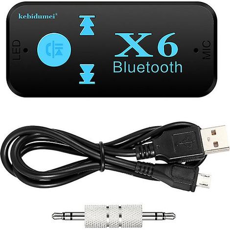Kit mains libres Bluetooth 3 en 1 pour voiture V4.1 : récepteur Bluetooth, entrée auxiliaire 3,5 mm, lecteur de carte TF, adaptateur audio stéréo et fonction mains libres. (1/5)