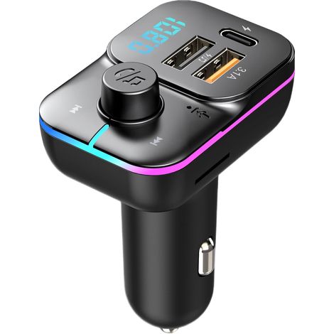 Trasmettitore FM Bluetooth 5.3 per auto, adattatore per auto Bluetooth con caricatore per auto PD di tipo C (30 W) e porta USB QC3.0, trasmettitore radio FM wireless (1/4)