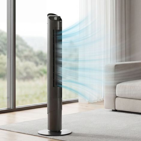 Ventilateur colonne de 116 cm. Ventilateur sur pied avec télécommande et application Wi-Fi. Oscillation à 65°, 6 vitesses, 4 modes.