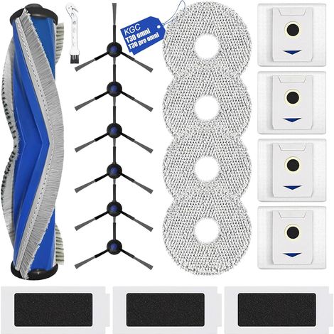 Zubehör für Ecovacs Deebot T30 Pro Omni / T30 Omni Saugroboter, Ersatzteile mit 1 x Hauptbürste aus Gummi, 3 x HEPA-Filtern, 4 x Staubbeuteln, 4 x Staubpads (1/5)