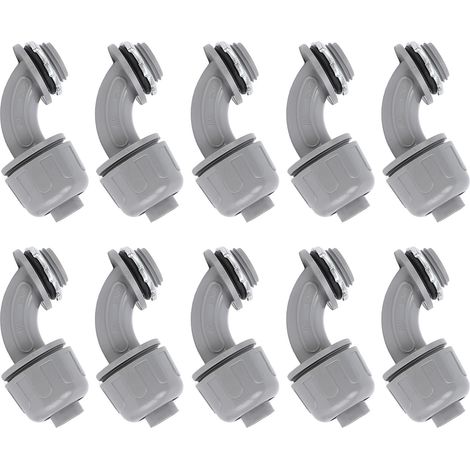 Lot de 10 connecteurs étanches aux liquides NPT 1 pouce en nylon flexible à 90 degrés, non métalliques, pour conduits électriques, pour la maison, la cuisine et la salle de bain. (1/5)