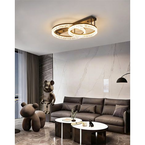 Moderne LED Kristall-Deckenleuchte im Doppelring-Design, dimmbar mit 3 Farbtemperaturen, 100W Leistung, Maße Ø 50 + 73 cm, elegante Deckenlampe für Wohnzimmer und Schlafzimmer