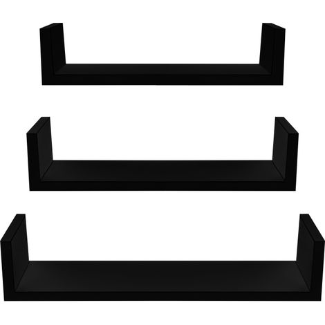 Linder Exclusiv Set di 3 mensole da parete Nero