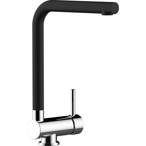Rubinetto abbattibile miscelatore lavello fontana cucina VIZIO canna abbattibile 6 cm nero quarzo per sottofinestra (1/3)