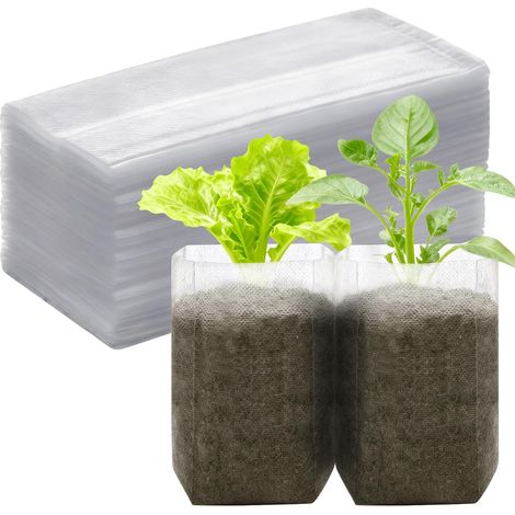 Sac de Semis, 100 Pièces Sacs de Culture de Pépinière, Sacs Non Tissés Biodégradables pour Semis et Croissance, Sac de Plantation Non Tissé pour Légumes, Fleurs, Tomates, Jeunes Arbres (1/5)