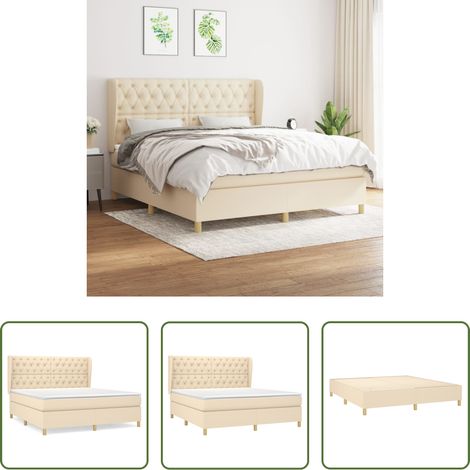 Matratze - Boxspringbett mit Matratze Creme 160x200 cm Stoff (1/5)