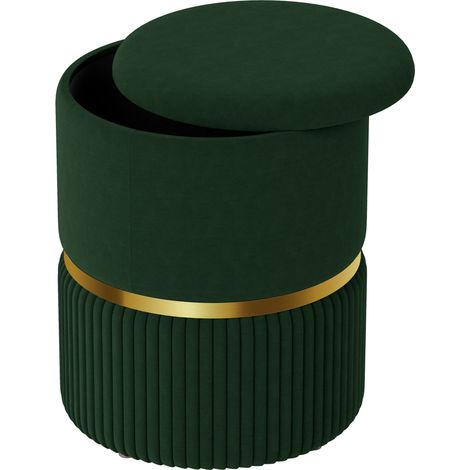 VelvetFeel Storage Ottoman Green (1/5)