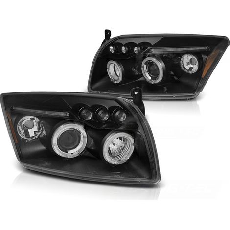 Phares double halo jantes DODGE CALIBRE 06-12 ANGEL EYES NOIR