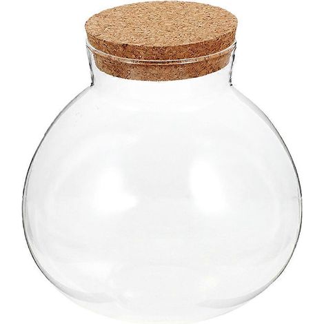 Bocal rond en verre, terrarium à fleurs et plantes en liège à faire soi-même, micro-paysage, bouteille écologique-10X11CM