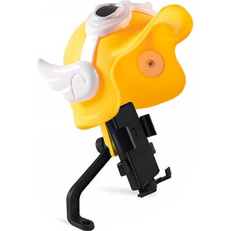 Handyhalterung für Motorräder, niedliches Helm-Design, stoßfest, verstellbarer Winkel, Navigationshalterung für E-Bikes, gelb, im Stil eines Seitenspiegels, kleine Größe (1/5)