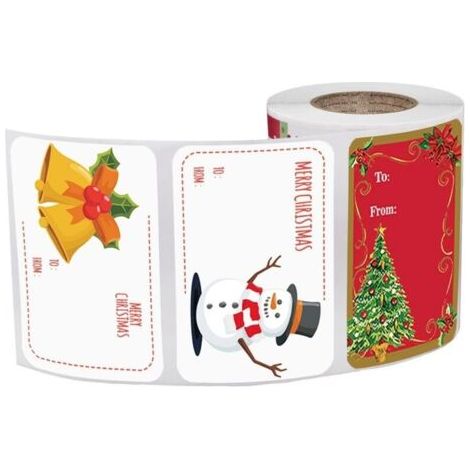 Lot de 250 étiquettes autocollantes pour cadeaux de Noël pour sacs cadeaux, cartes, enveloppes, décalcomanies d'anniversaire, de mariage, de vacances (1/4)