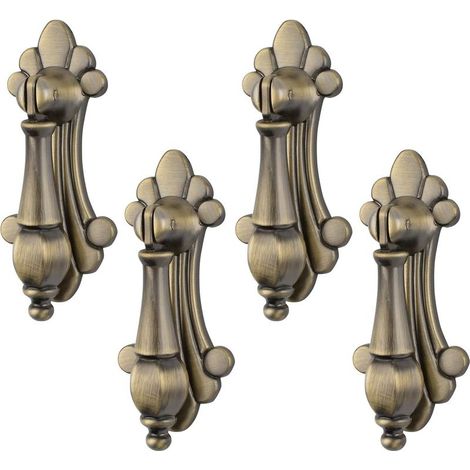 4Pcs Vintage Zinc Alloy Bronze Carved Cabinet Pull Handles Wardrobe Cupboard Drawer Door Furniture Decorative Pulls (1/5)