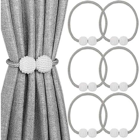 Lot de 6 embrasses de rideaux magnétiques décoratives pour fenêtre (gris) (1/4)
