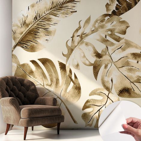 Papier peint adhésif décoratif pour chambre et salon Design moderne à poser facilement Flore exotique 250x250 cm (1/5)