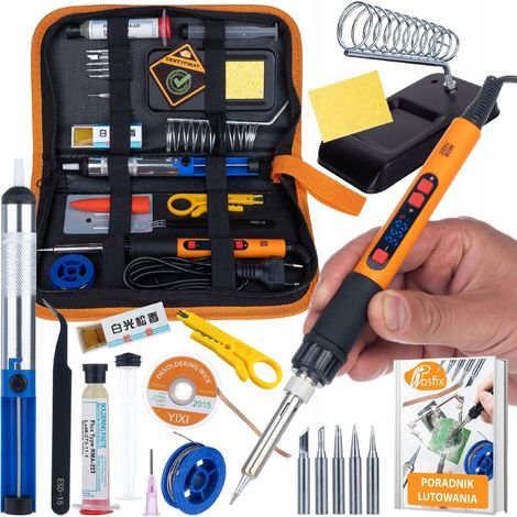 Rosfix Start – Kit Fer à Souder Set 80W LCD 180–500°C, 6 Pointes, Pompe d'aspiration, RMA-223, Étui