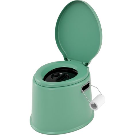 COSTWAY Portable Travel Toilet Camping Toilet w/Detachable Inner Bucket-Green (1/5)