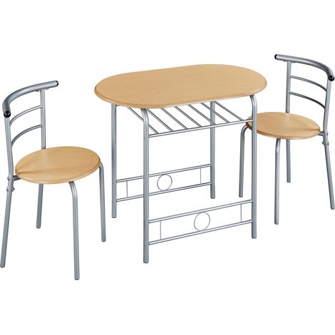Ensemble Table à Manger et 2 Chaises avec Étagère 90cm Chêne (1/5)