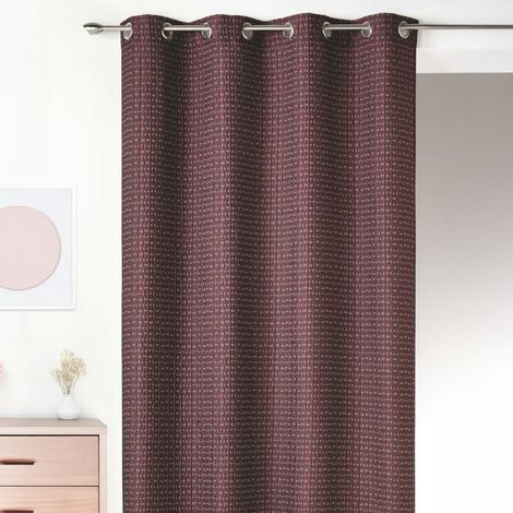 Rideau tamisant épais en jacquard uni à reliefs Prune 135x260 cm