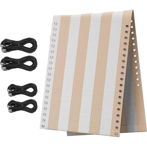 Tissu de rechange en maille résistante aux intempéries pour chaises de plage pliantes, anti-gravité, rose (rayures brunes) - 160 x 52 cm (1/5)
