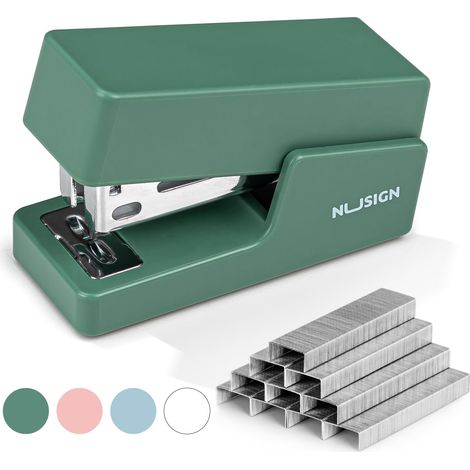 Mini agrafeuse avec 830 agrafes, petite agrafeuse de bureau mignonne, capacité de 25 feuilles, vert (1/5)