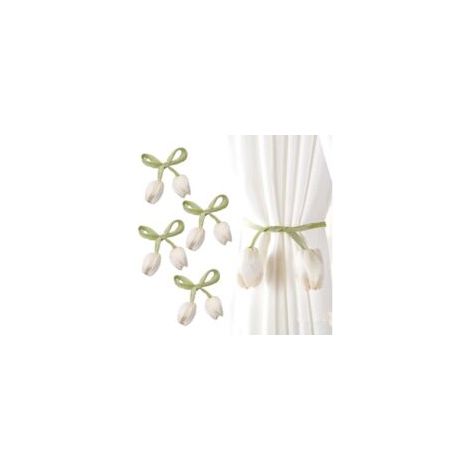 4 Pièces Embrasses De Rideaux, Cravates De Rideau, Embrasse De Corde De Rideau, Embrase De Rideaux Forme De Fleur, Style Bohème, Porte Rideau Décoratif pour Maison, Bureau, Salon, Chambre, Bei (1/5)