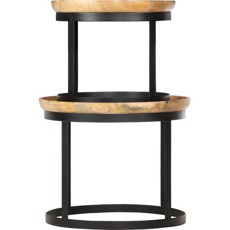 Maison Exclusive - Runde Beistelltische 2 Stk. Mango Massivholz u (1/5)