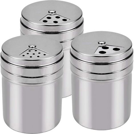 Bouteille À Épices - Bouteille À Assaisonnement Étanche En Acier Inoxydable Avec Couvercle Rotatif - Pour Sel Poivre Sucre En Poudre - Lot De 3 (1/5)