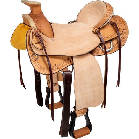 16", Natürlich: Wade Waffle inverted leather waffle border stamp western saddle (1/5)