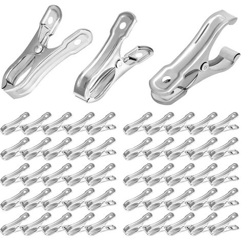 Lot de 50 pinces de jardin en acier inoxydable, forte adhérence (pour serres et supports)