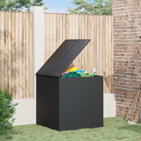vidaXL Baúl de cojines para jardín de ratán PE negro 100x97,5x104 cm (1/5)