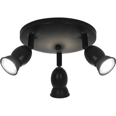 Plafón de 3 luces Bala acabado negro, 12 cm(alto)28 cm(ancho)28 cm(largo) (1/2)