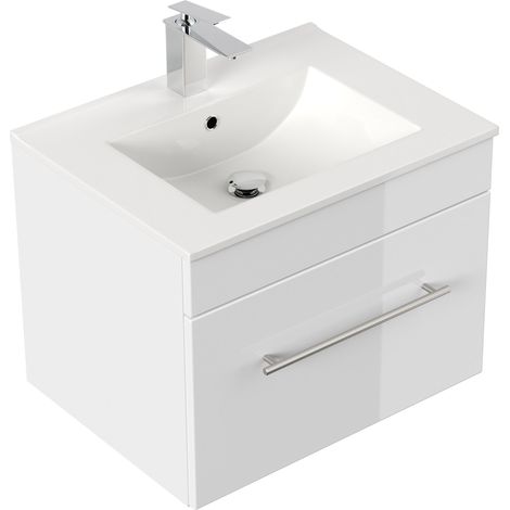 Badmöbel SANTINI 60 SoftClose weiss, Fronten weiss hochglanz (1/5)