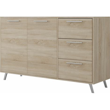 Cómoda Dortivu, Roble Sonoma, Con cajones y puertas, Número de cajones: 0, 86x139x41cm