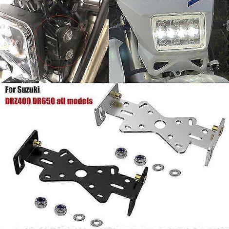 LED-Motorradscheinwerfer-Halterung für SUZUKI DR 650 4x6 DRZ400 DRZ-400, Aluminium, Silber, SZRH