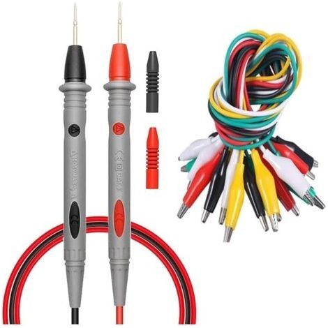 Kit de test multimètre 1000 V 20 A Numérique Electronique Sonde 10pcs Soudé Fils de Test avec Pinces Crocodiles Cable de Test Isolé Clips à Double Extrémité (1/5)