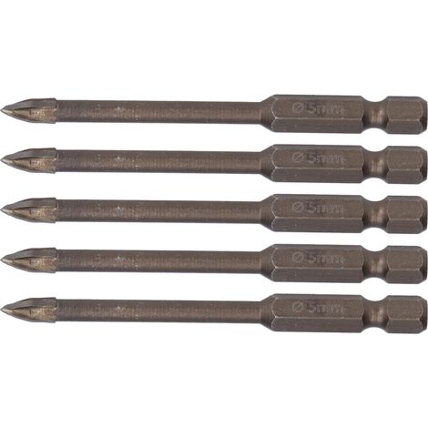 5-teiliges Hartmetall-Bodenbohrer-Set, 1/4-Zoll-Sechskantschaft, Bohrer für Fliesen, Glas, Keramik und Beton, 5-mm-Lochaufweiter, Hartmetallwerkzeug (1/5)