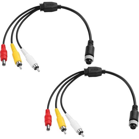 connecteur aviation 4 broches vers RCA (vidéo/AV/CC), pour système de vidéosurveillance, câble vidéo pour adaptateur moniteur/caméra (2 connecteur mâle, 2 RCA) (1/5)